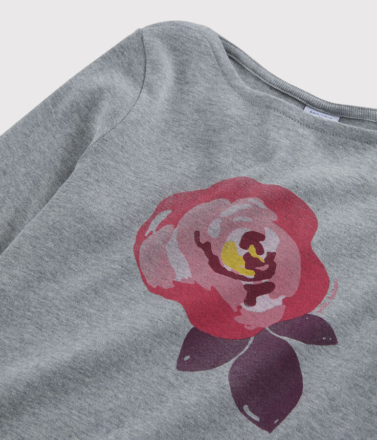 Tee-shirt s&eacute;rigraphi&eacute; enfant fille gris SUBWAY CHINE