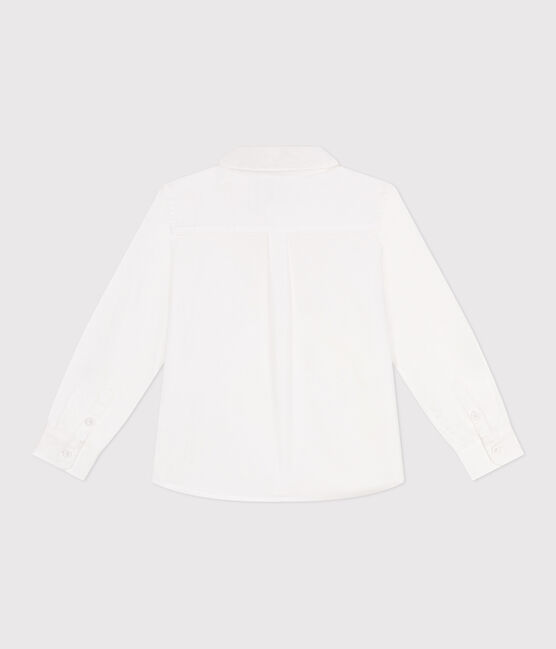 Chemise enfant en coton manches longues unie blanc ECUME