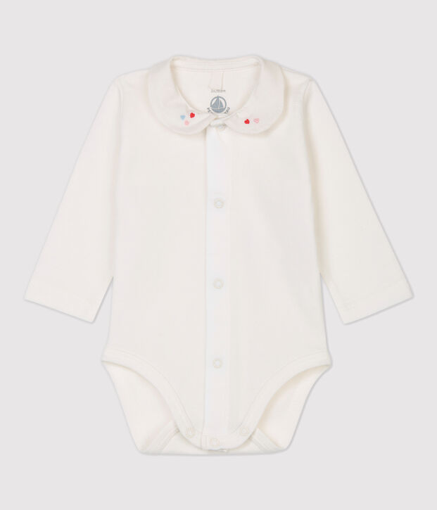 Body blanc &agrave; col b&eacute;b&eacute; en coton biologique blanc