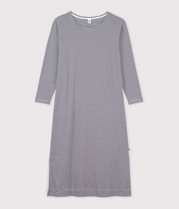 Chemise de nuit longue femme en coton à rayures