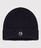 Bonnet en tricot doubl&eacute; en polaire enfant gar&ccedil;on-fille bleu marine