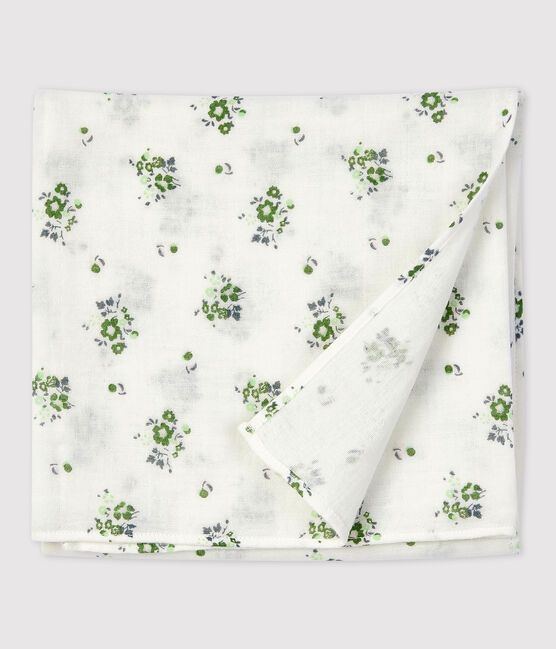 Lange fleurie en gaze de coton bébé blanc MARSHMALLOW/blanc MULTICO