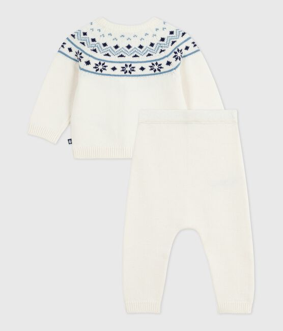 Ensemble 2 pièces bébé cardigan jacquard en tricot bleu MARSHMALLOW/ SOIR