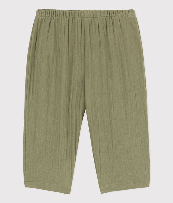 Pantalon bébé en gaze de coton vert MARECAGE