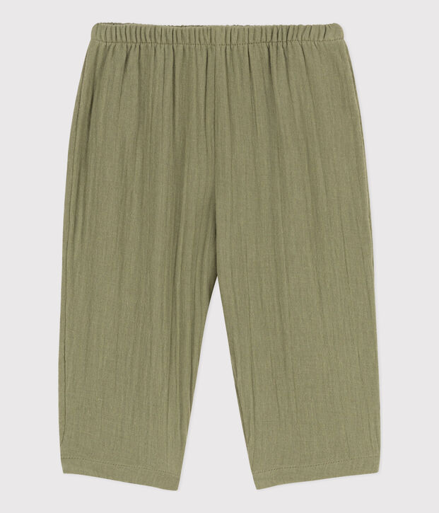 Pantalon b&eacute;b&eacute; en gaze de coton vert
