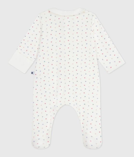 Pyjama bébé en coton à col imprimé cœurs blanc MARSHMALLOW/blanc MULTICO