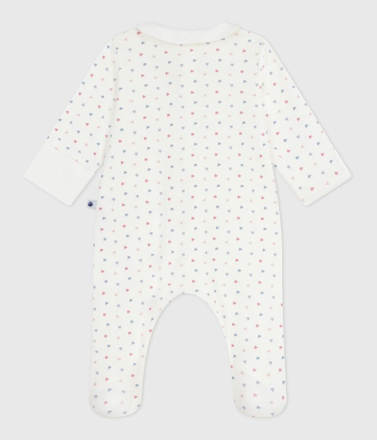 Pyjama b&eacute;b&eacute; en coton &agrave; col imprim&eacute; c&oelig;urs blanc MARSHMALLOW/blanc MULTICO