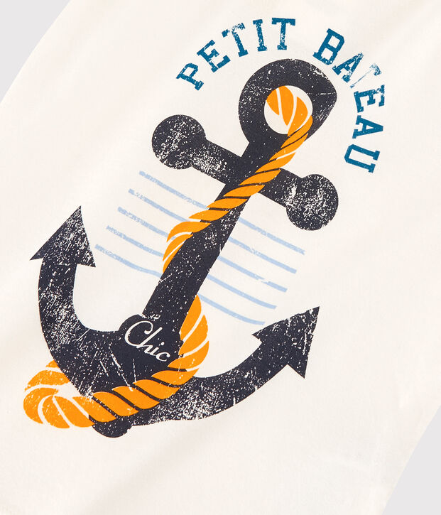 Tee-shirt manches courtes en jersey enfant gar&ccedil;on blanc