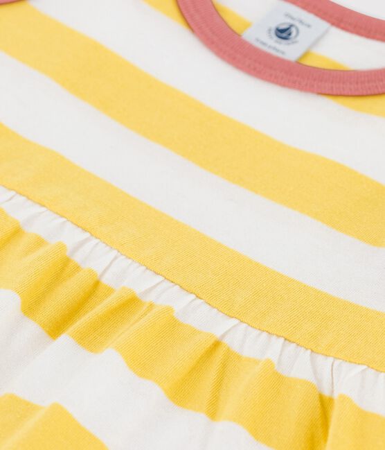 Robe sans manches rayée en jersey bébé jaune ORGE/blanc MARSHMALLOW