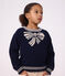 Pull enfant en laine et coton motif n&oelig;ud bleu/beige