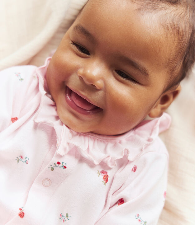 Pyjama b&eacute;b&eacute; en coton &agrave; col fleuri rose/multicouleur