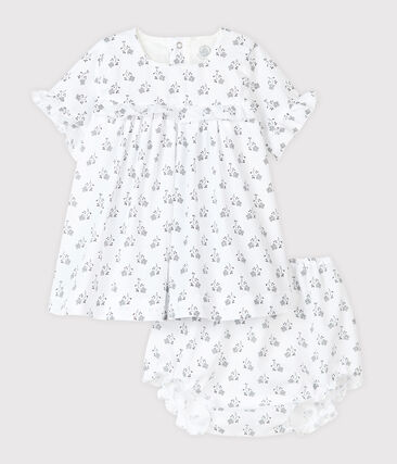 PETIT BATEAU - Robe avec bloomer à imprimé fleurs bébé fille en popeline