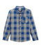 Chemise &agrave; carreaux gar&ccedil;on en popeline bleu/gris
