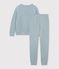 Pyjama femme en coton &eacute;ponge uni vert gris
