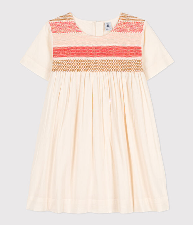 Robe en popeline enfant fille &eacute;cru