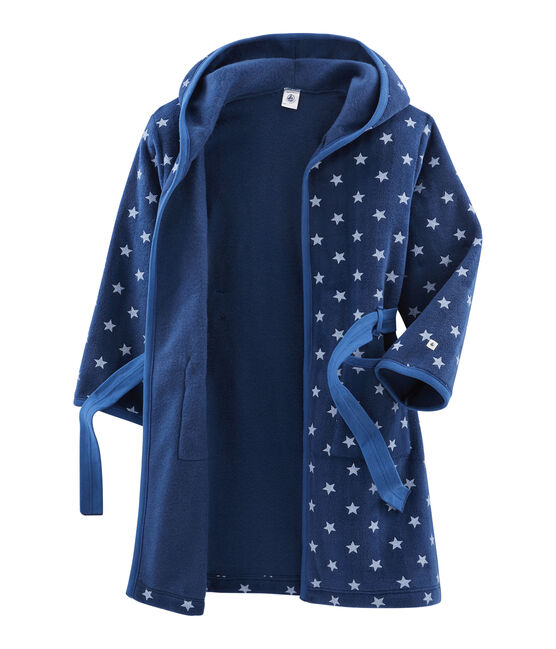 Robe de chambre enfant en polaire bleu MEDIEVAL/blanc MARSHMALLOW