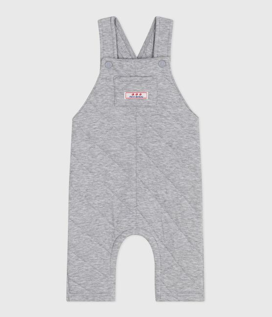 Salopette bébé en coton épais jambes longues, unie gris FUMEE CHINE