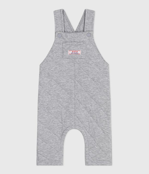 Salopette b&eacute;b&eacute; en coton &eacute;pais jambes longues, unie gris chin&eacute;