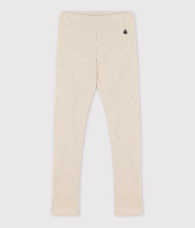 Legging en coton enfant fille beige chin&eacute;
