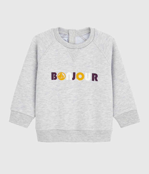 Sweatshirt manches longues b&eacute;b&eacute; gar&ccedil;on gris chin&eacute; clair