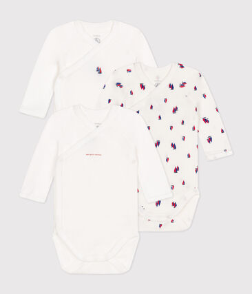 Lot de 3 bodies croisés manches longues en coton bébé