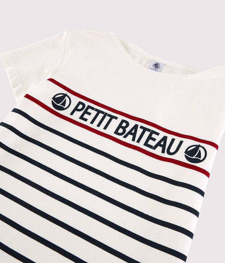 T-shirt ray&eacute; Femme blanc