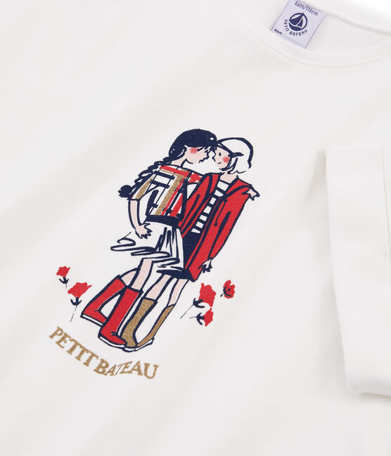 Tee shirt manches courtes enfant fille blanc MARSHMALLOW