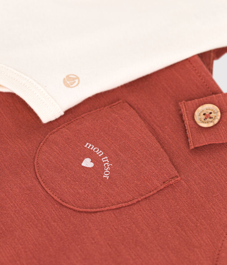 Ensemble salopette en jersey flamm&eacute; b&eacute;b&eacute; marron FAMEUX
