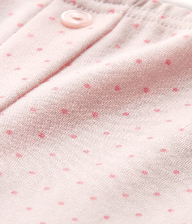 Legging fille en laine et coton rose/rose