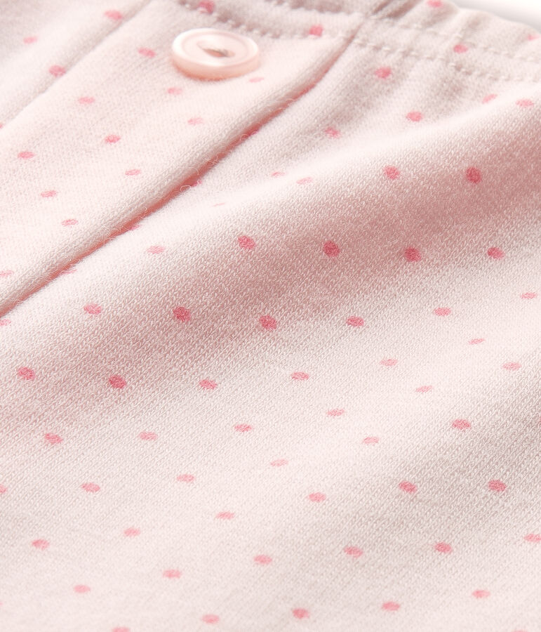 Legging fille en laine et coton rose/rose