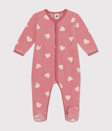 Pyjama bébé en velours imprimé motif cœurs