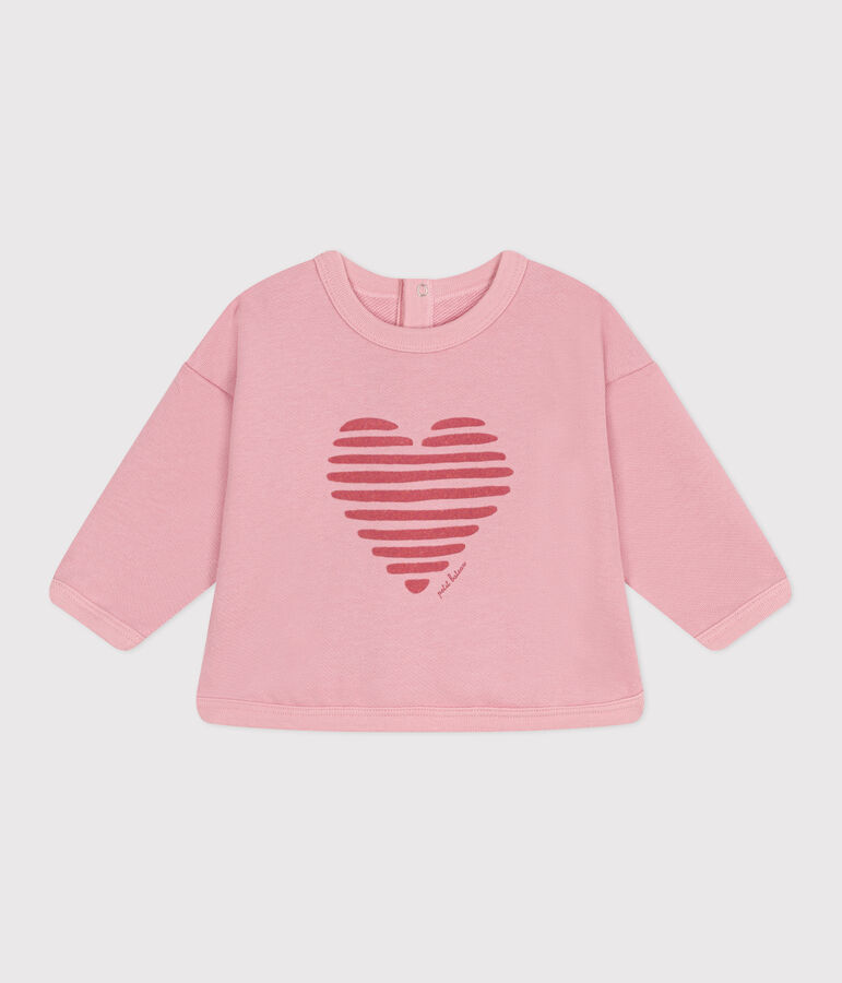 Sweat b&eacute;b&eacute; en coton uni rose