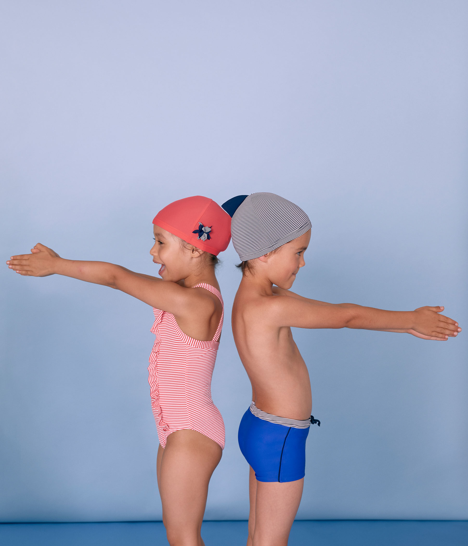 Maillot De Bain Garçon Petit Bateau - Rayures Milleraies - Résistant Chlore Et Sel - Shorty Élastiqué