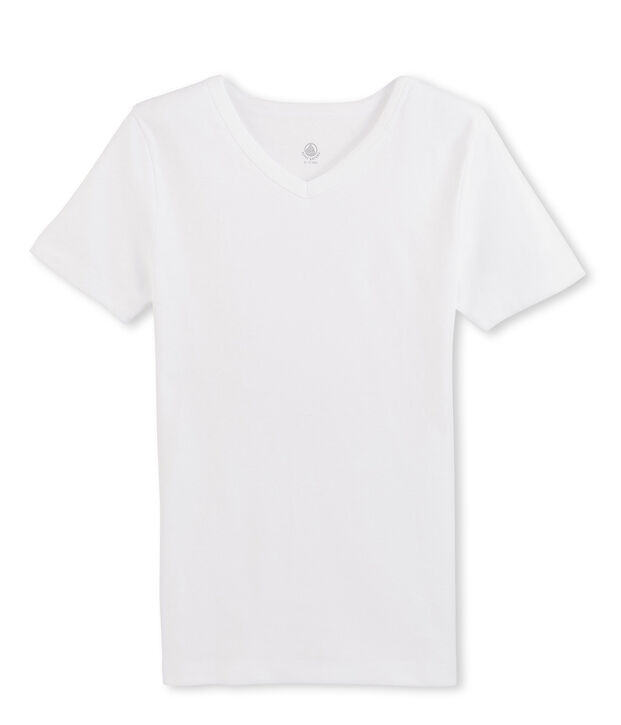 Tee-shirt manches courtes col V homme blanc