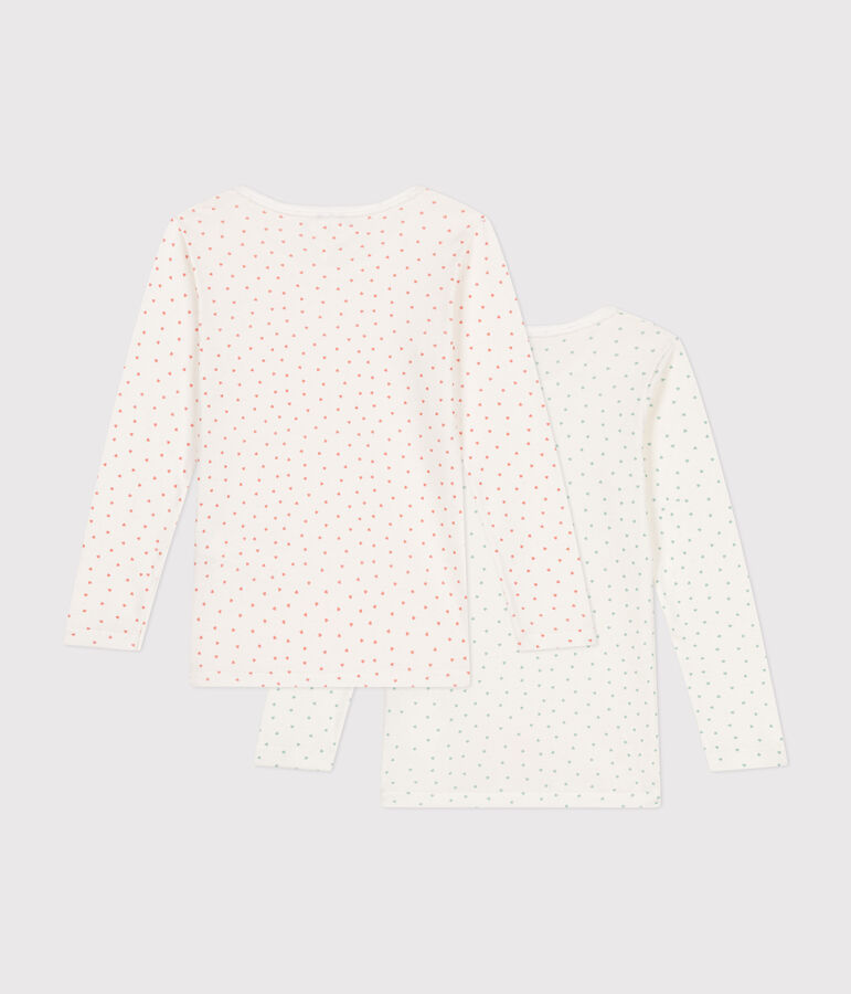 Lot de 2 tee shirts manches longues c&oelig;ur en coton petite fille variante 1