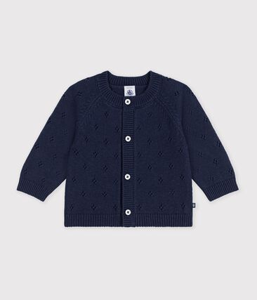 Cardigan bébé en tricot laine et coton uni