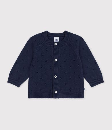 Cardigan b&eacute;b&eacute; en tricot laine et coton uni