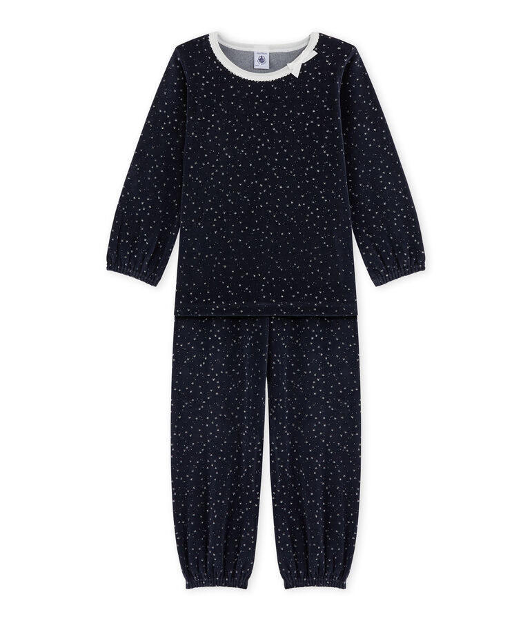 Pyjama fille en bouclette velours bleu SMOKING/gris ARGENT