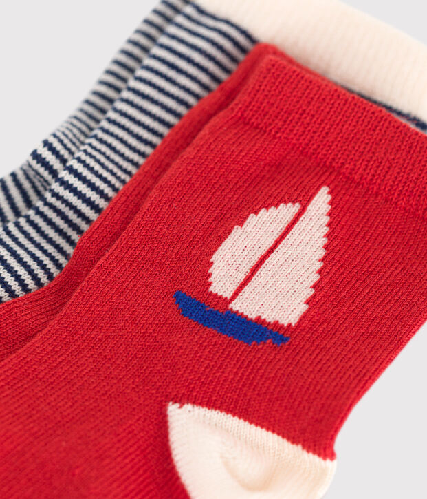 2 paires de chaussettes b&eacute;b&eacute; en coton &agrave; rayures multicouleur