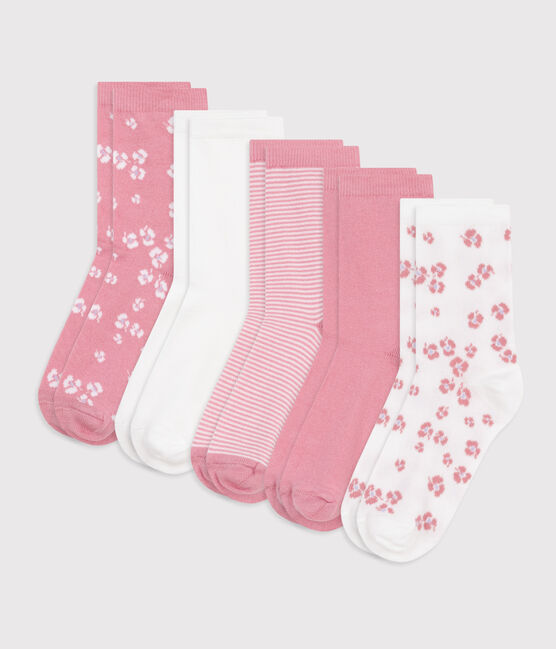 5 paires de chaussettes enfant unies en coton imprimé fleurs variante 1