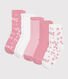 5 paires de chaussettes enfant unies en coton imprimé fleurs