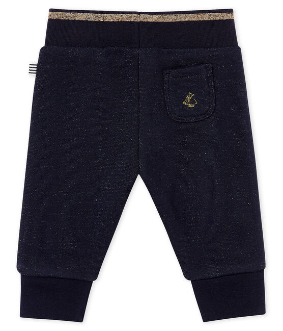Pantalon molleton brillant bébé fille bleu SMOKING/jaune DORE