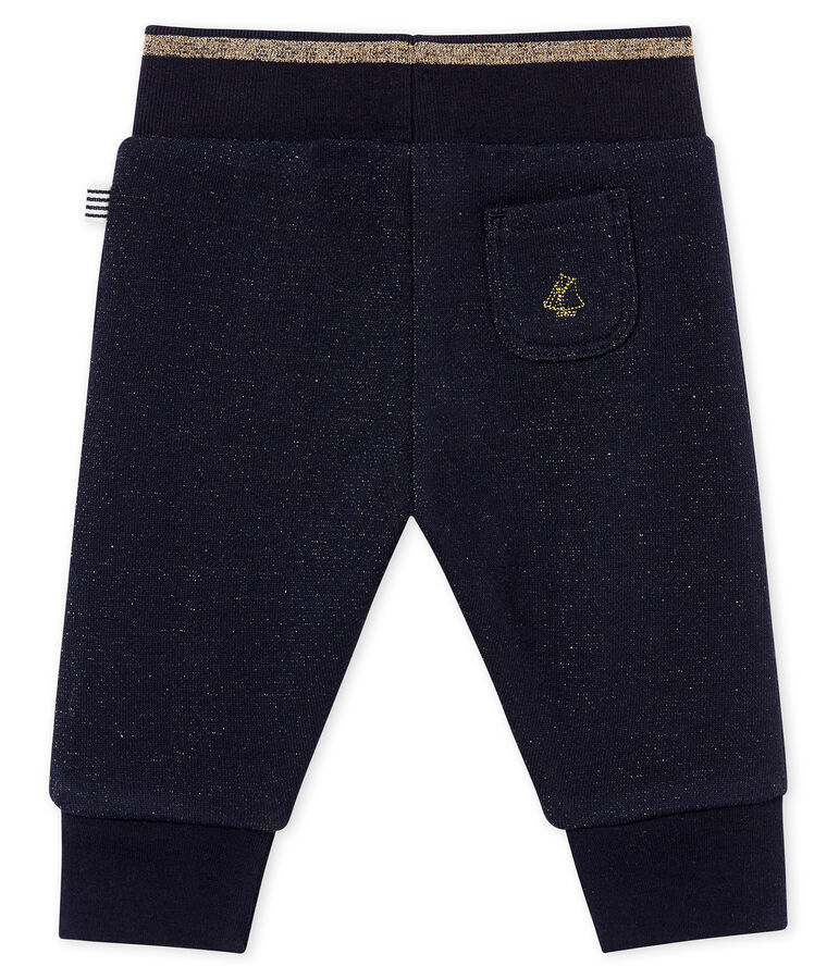 Pantalon molleton brillant b&eacute;b&eacute; fille bleu/jaune