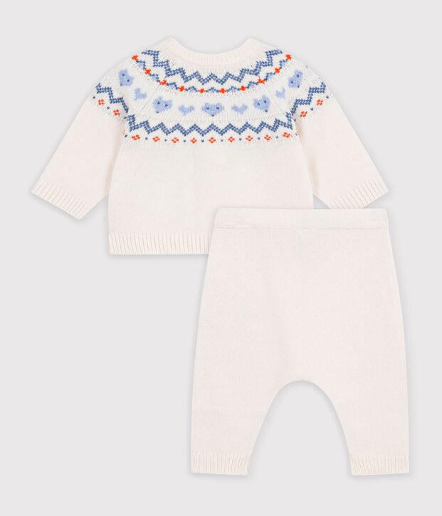 Ensemble b&eacute;b&eacute; en tricot &agrave; motif jacquard bleu/bleu