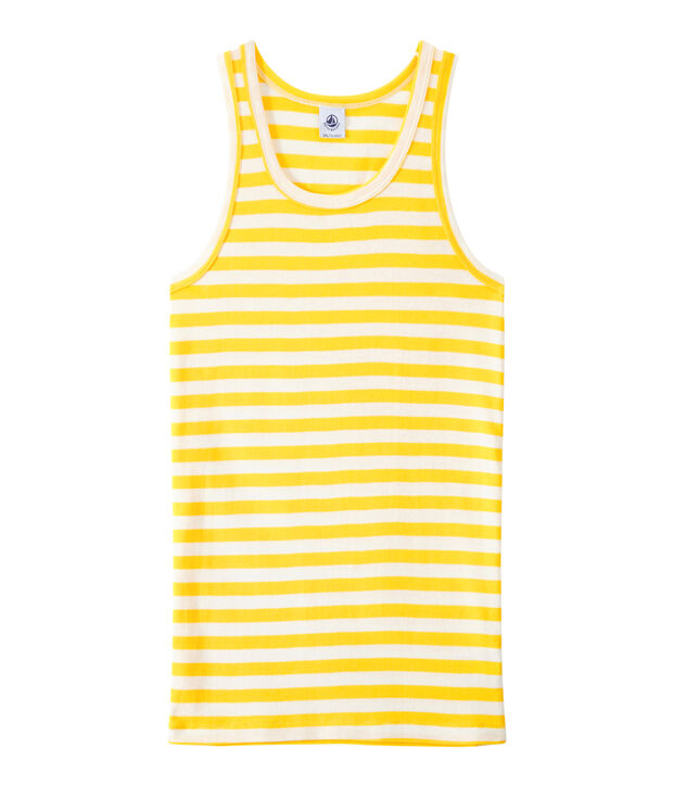 D&eacute;bardeur femme en c&ocirc;te originale ray&eacute;e jaune/blanc