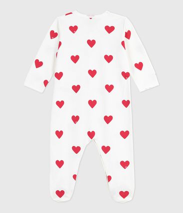 Pyjama bébé en molleton gratté à col imprimé cœurs (Petit Bateau) - Image 1