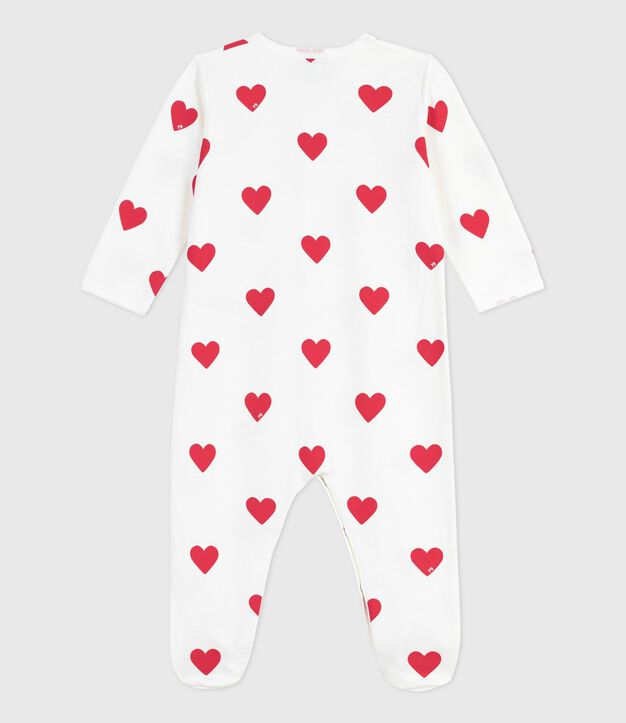 Pyjama b&eacute;b&eacute; en molleton gratt&eacute; &agrave; col imprim&eacute; c&oelig;urs blanc/rouge