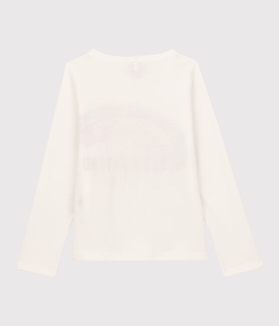Tee-shirt manches longues en coton enfant fille blanc MARSHMALLOW