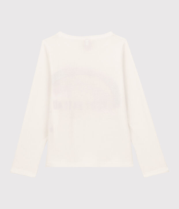 Tee-shirt manches longues en coton enfant fille blanc