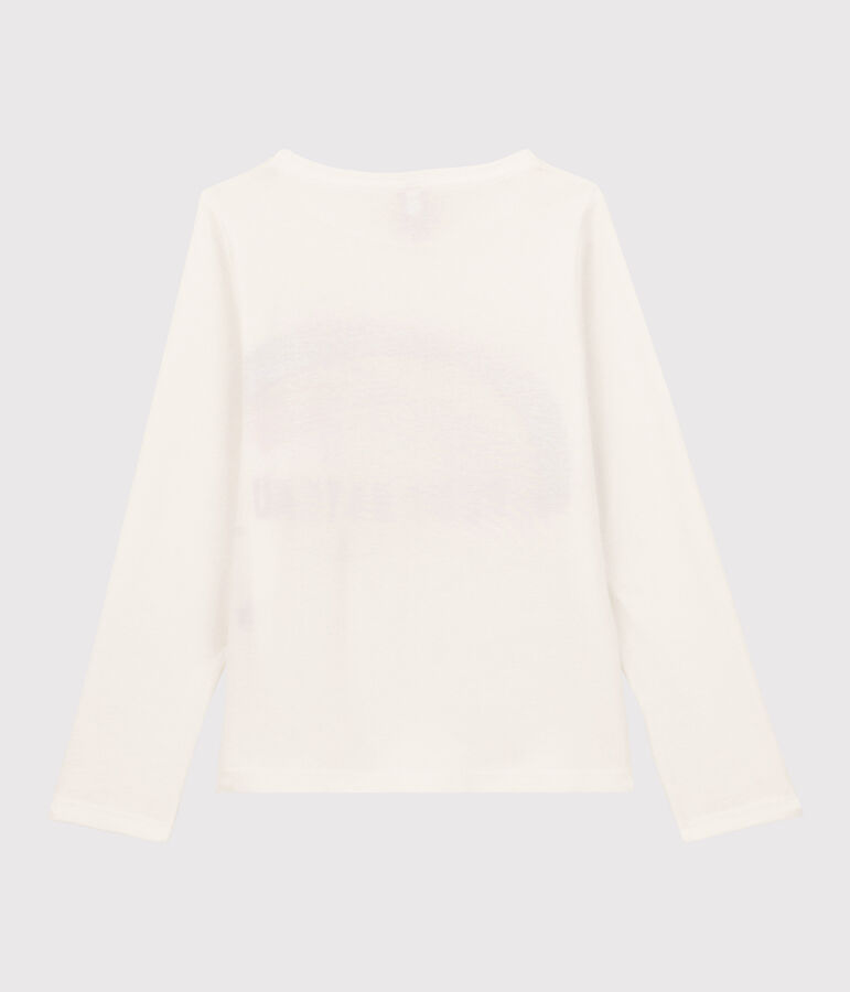 Tee-shirt manches longues en coton enfant fille blanc MARSHMALLOW